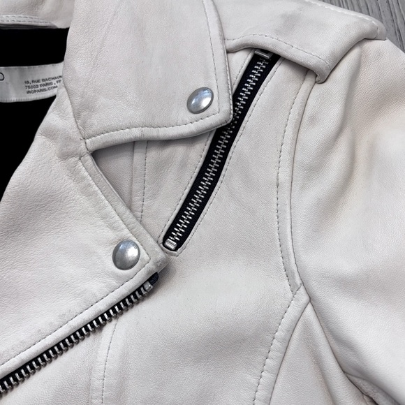 IRO Cream Lamb Leather Biker Jacket Size 4 (FR 36) - Picture 7 of 16